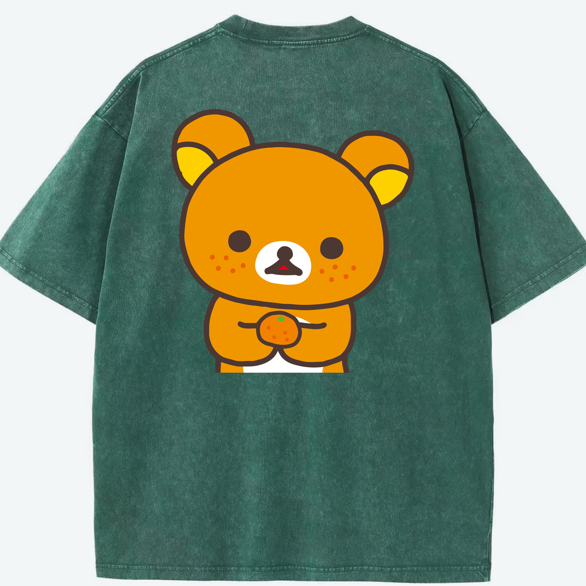 （画像用） リラックマ リラックマ キイロイトリ Rilakkuma Korilakkuma Kiiroitori 綿100% ヴィンテージ風 半袖Tシャツ（背面プリント）